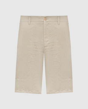 Stefano Ricci Бежеві шорти з льону та шовку з патчем логотипа M8T6100060TXFIL