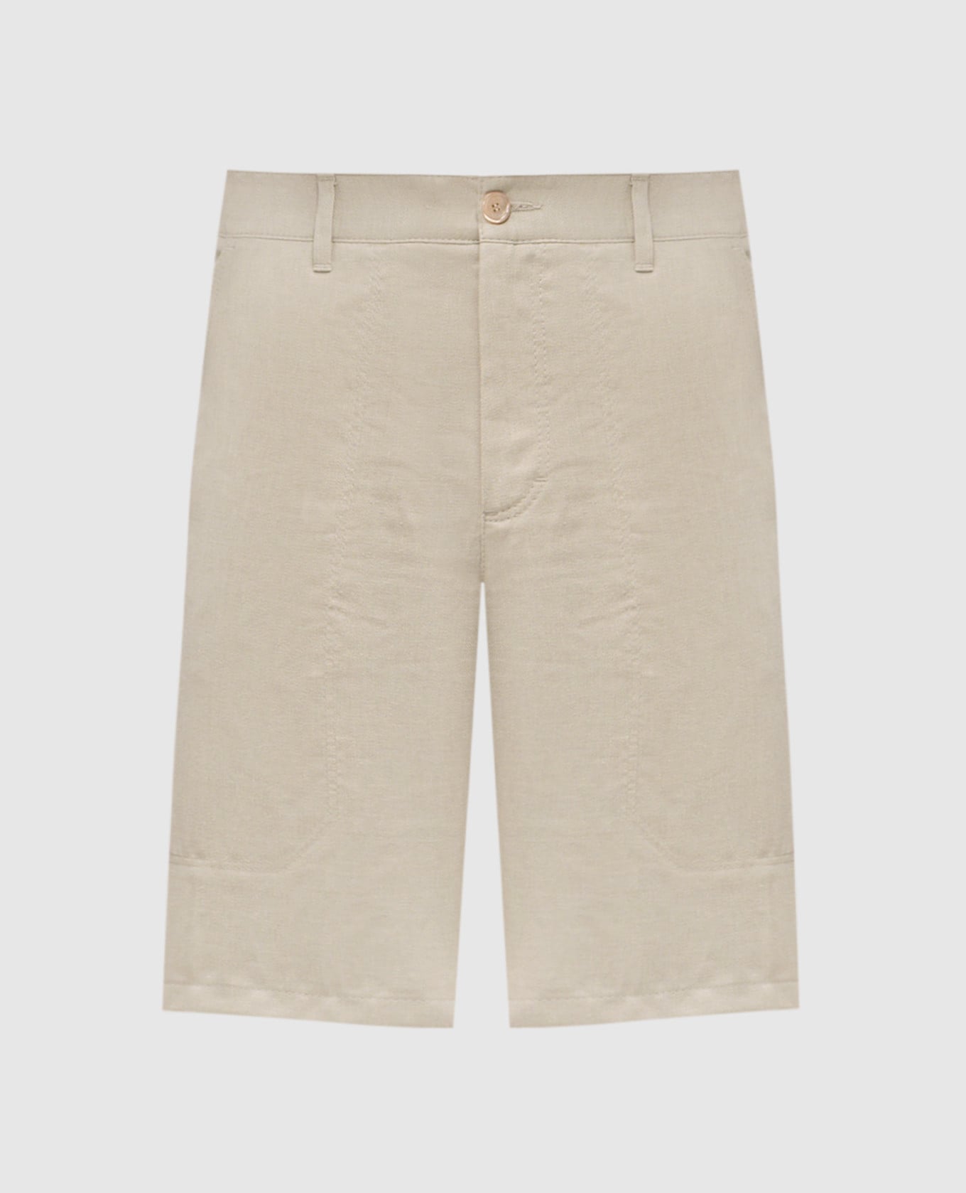 Бежевые шорты из льна и шелка с патчем логотипа