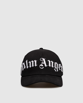 Palm Angels Черная кепка с контрастной вышивкой логотипа PMLB104S26FAB003