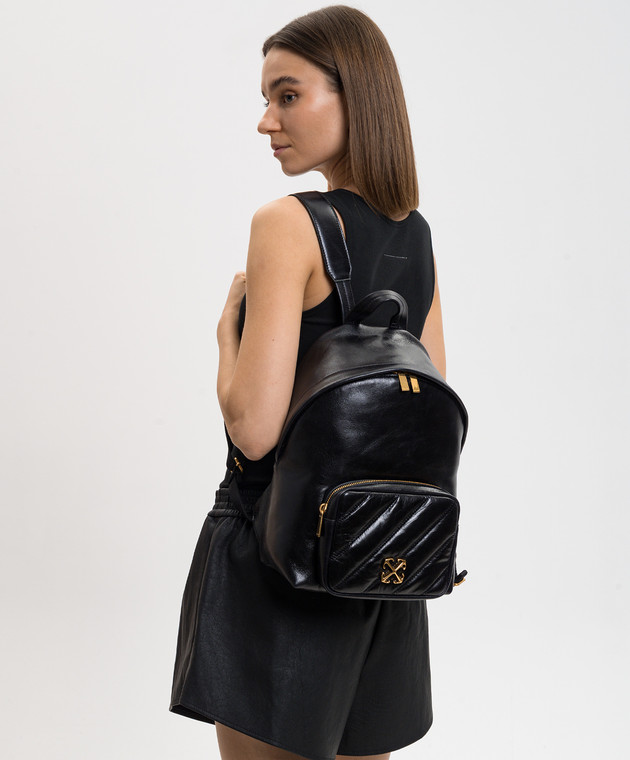 Off-White Чорний шкіряний рюкзак Quilting OWNB002F25LEA001 зображення 2