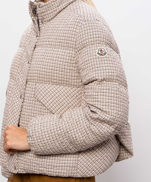 Moncler Бежевый пуховик Cloante в клеточку L20931A00203599RJ изображение 5