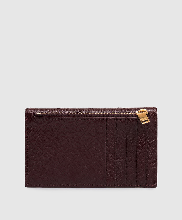 Saint Laurent Бордовый кожаный портмоне с простежкой 843888AAGY5 изображение 2