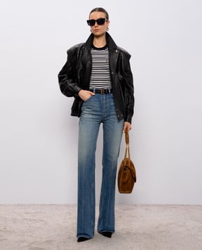 Saint Laurent Чорна шкіряна куртка 842784YCNF2