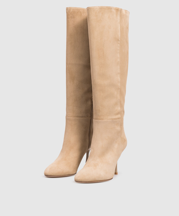 Stuart Weitzman Бежевые замшевые сапоги SO506 изображение 2