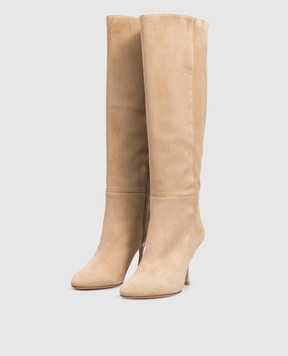 Stuart Weitzman Бежевые замшевые сапоги SO506