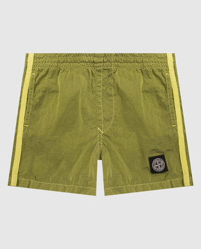 Stone Island Дитячі зелені шорти для плавання з логотипом L1S16B100002S00431012