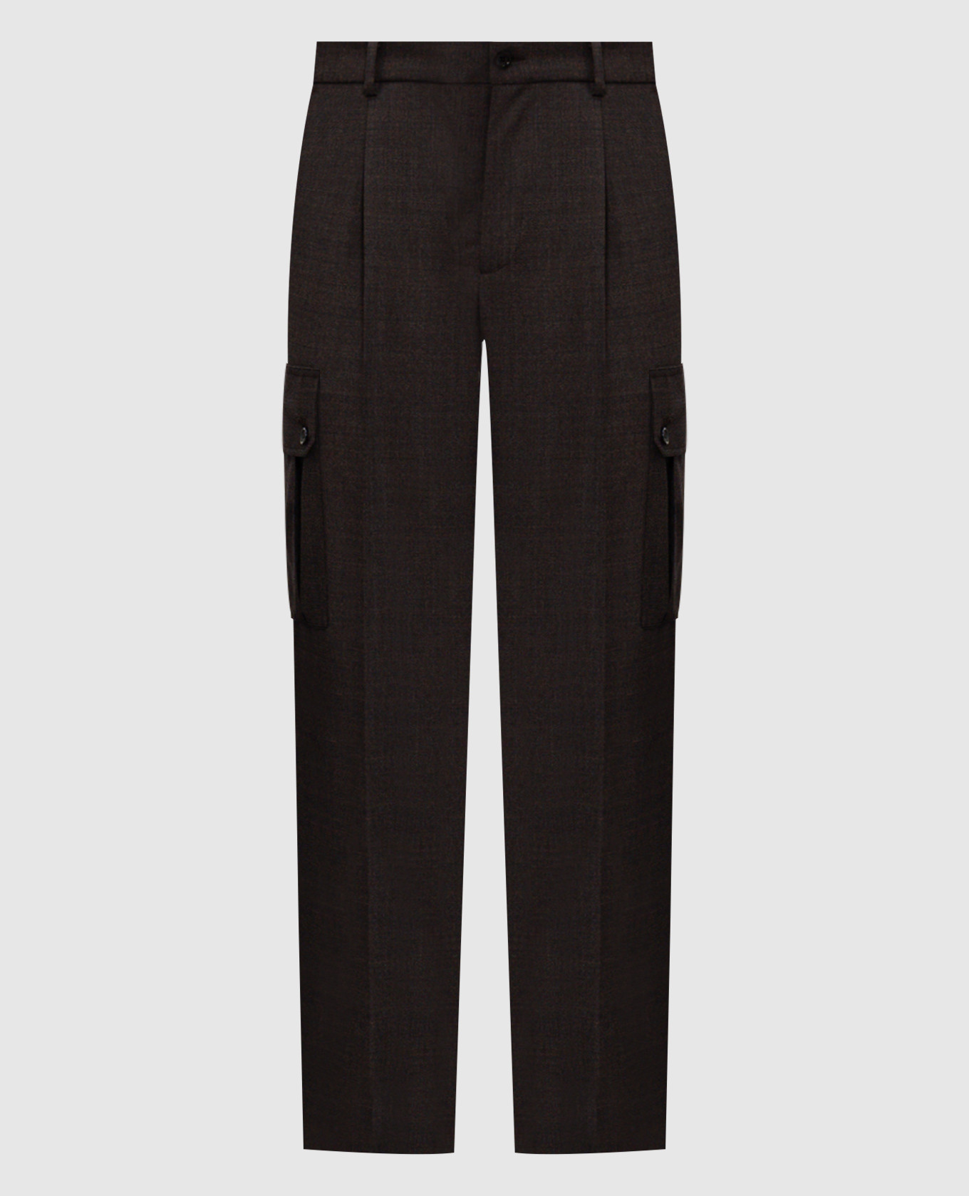 

Коричневые брюки-карго из шерсти, Коричневый, Прямые брюки