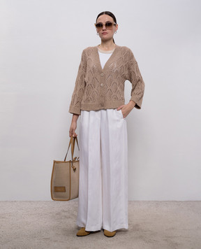 Peserico Белый топ с шелком в рубчик A08624J05669A