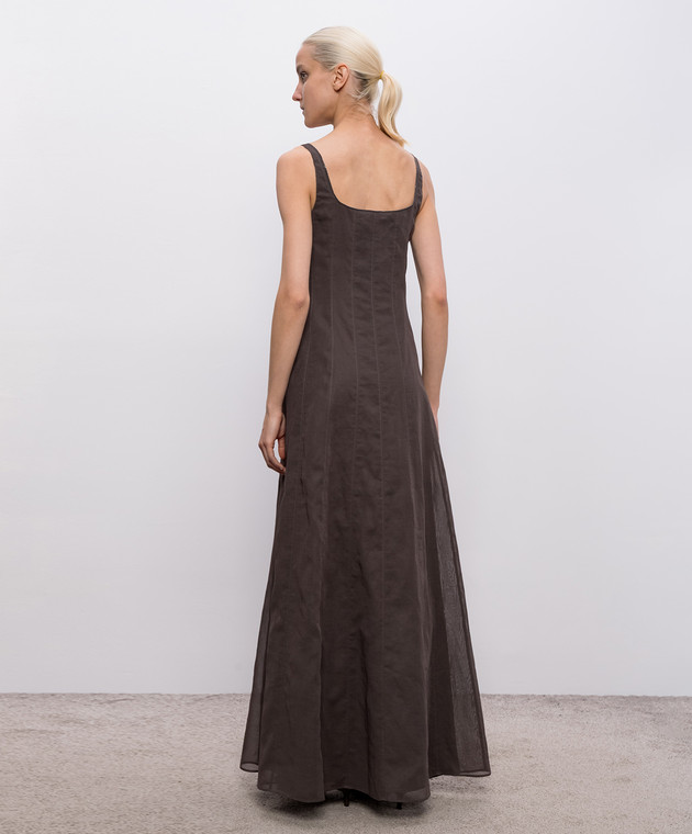 Brunello Cucinelli Коричнева сукня максі з ланцюжком моніль M0F91A5477 зображення 3