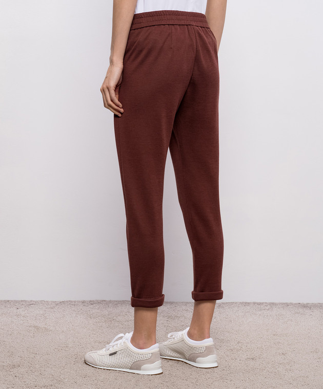 Brunello Cucinelli Коричневі спортивні штани з шовком MD828SB899 зображення 4
