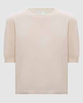 Allude Бежевий топ з кашеміру та шовку з паєтками 25577103