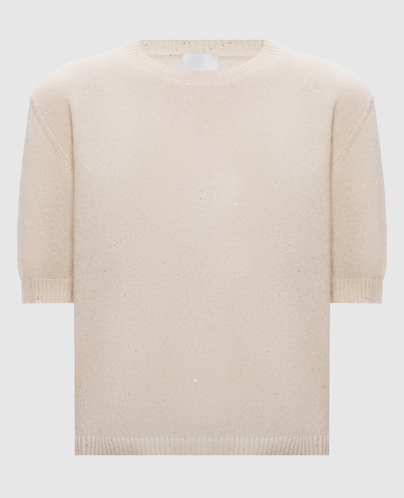 Beige cashmere and silk top with sequins Allude