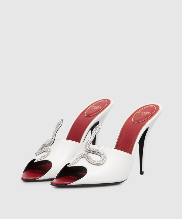 Valentino Білі шкіряні мюлі Coeur Vipère 8W0S0PD7HIZ зображення 2
