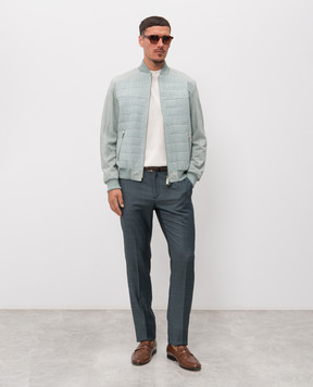 Stefano Ricci Зелений бомбер зі шкірою крокодила SFRM7J6100170MKOTGT