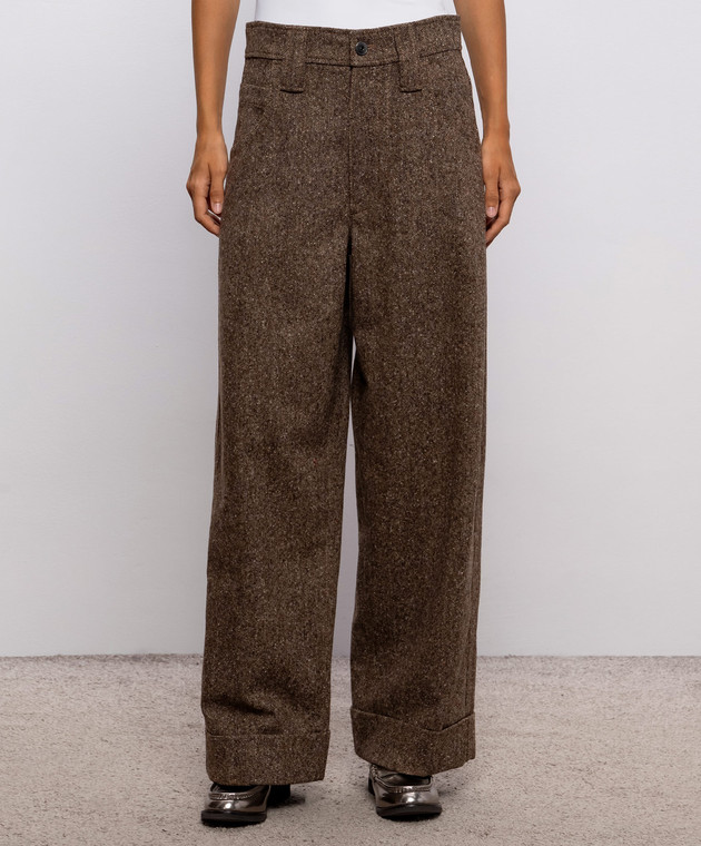 Brunello Cucinelli Коричневі штани з вовною з відворотами MD002P9353 зображення 3