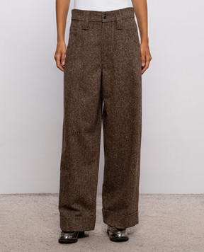 Brunello Cucinelli Коричневі штани з вовною з відворотами MD002P9353