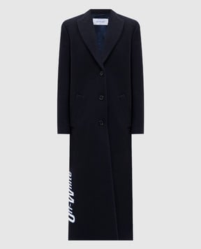 Off-White Синє пальто з вовною 2ER02JF25FAB001