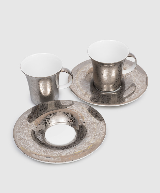 Stefano Ricci Набір порцелянових чашок для кави з блюдцями Platinum Paisley OTC001VELIN24pz зображення 2