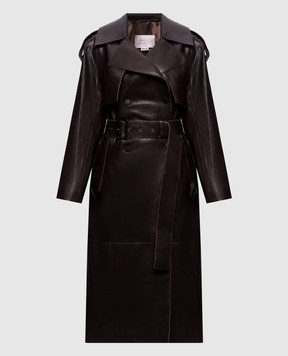 Babe Pay Pls Коричневий шкіряний тренч 2409AMAZON