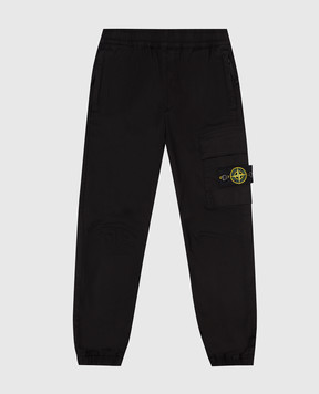 Stone Island Детские черные джоггеры с логотипом патча L1S163100003S000168