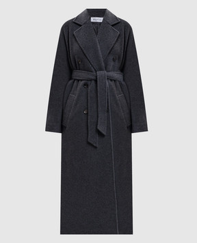 Max Mara Серое двубортное пальто CADMIO из кашемира MXMCADMIO