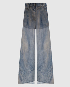 Masnada Сині штани з рамі з принтом 8053