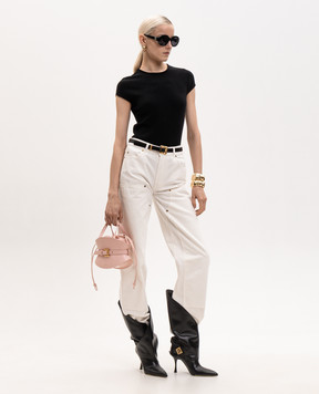 Balmain Черный топ из шерсти HF1ALB45KI87