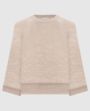 Brunello Cucinelli Бежевий джемпер з льону та шовку з паєтками M10550220