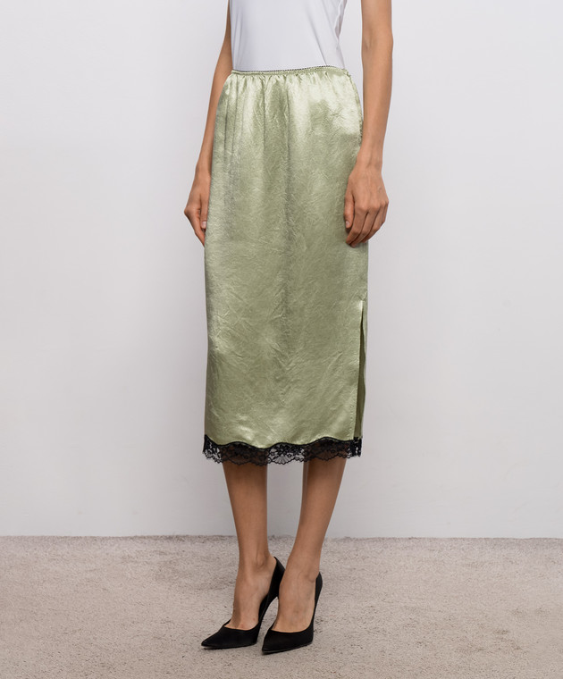Twinset Зеленая юбка с эффектом жатки 262TP2111 изображение 3