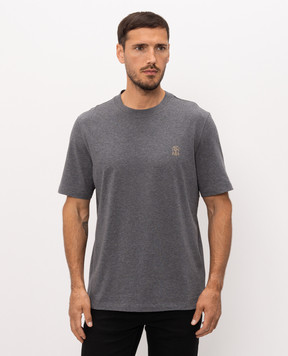 Brunello Cucinelli Темно-серая меланжевая футболка M0B138440