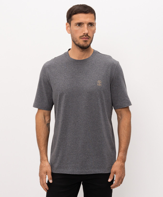 Brunello Cucinelli Темно-сіра меланжева футболка M0B138440 зображення 3