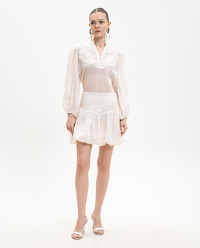 Twinset Біла спідниця міні з вишивкою бродері 261TT2293