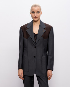 Versace Сірий жакет з вовни та мохеру 10243751A17669