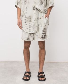 Balenciaga Шорти кольору айворі з принтом логотипа 850715TTL78