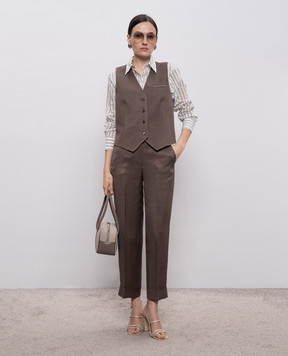 Peserico Коричневый жилет с льном A0303101926