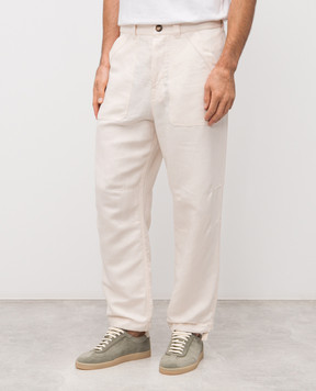 Brunello Cucinelli Бежеві штани з льоном MH255S2470