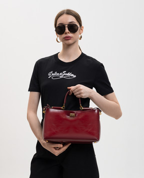 Dolce&Gabbana Бордовая кожаная сумка Vittoria с логотипом BB7896AZ000