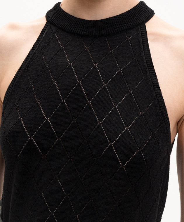 Balmain Черный топ с шерсти в геометрический узор HF1AE089KJ99 изображение 5