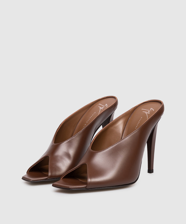 Giuseppe Zanotti Коричневые кожаные мюли E600071 изображение 2