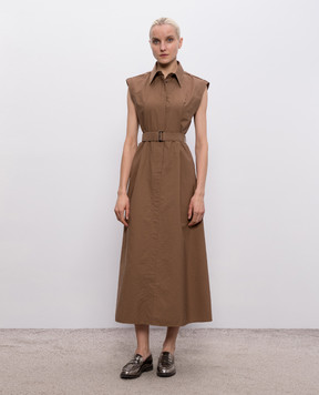 Brunello Cucinelli Коричнева сукня з ланцюжком моніль ML140A5286