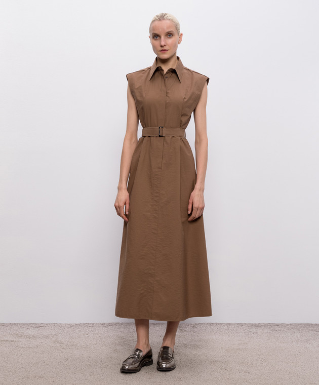 Brunello Cucinelli Коричнева сукня з ланцюжком моніль ML140A5286 зображення 3