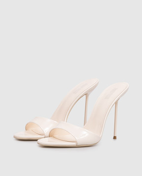 Paris Texas Кожаные лакированные мюли LIDIA цвета айвори PX836XVN01