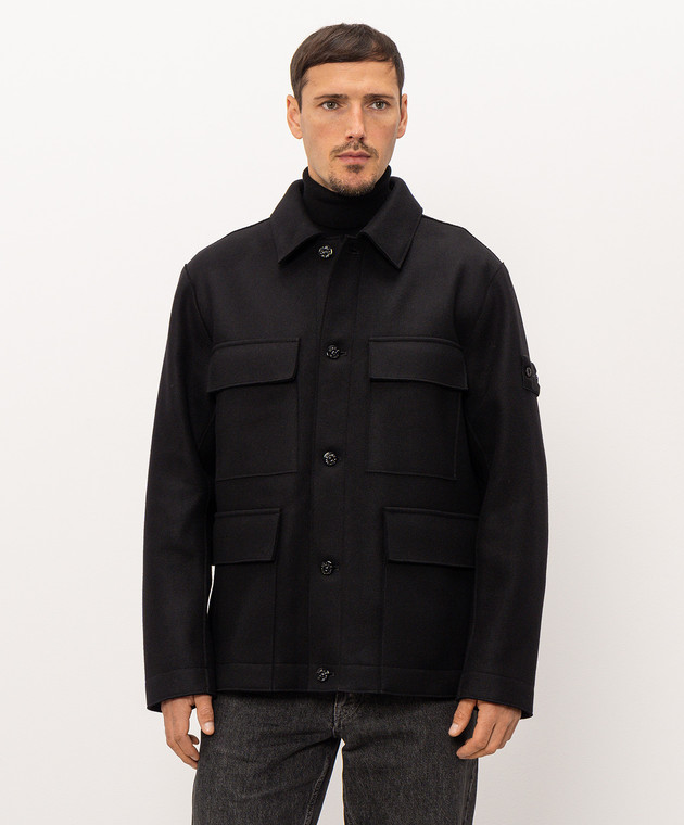Stone Island Чорна куртка з вовною L2S15Q100033S0F51 зображення 3