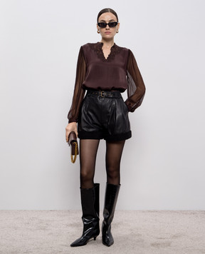 Twinset Коричнева блуза з логотипом 252TT2243