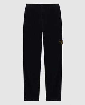 Stone Island Синие вельветовые брюки с патчем логотипа L2S153100059S0212