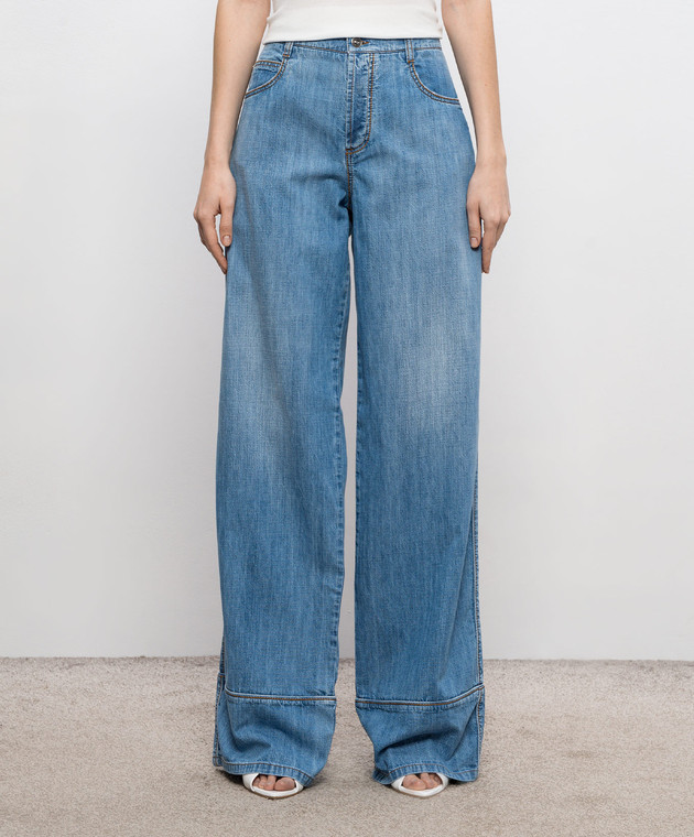 Ermanno Scervino Голубые джинсы с эффектом потертости D487P304FRQ изображение 3