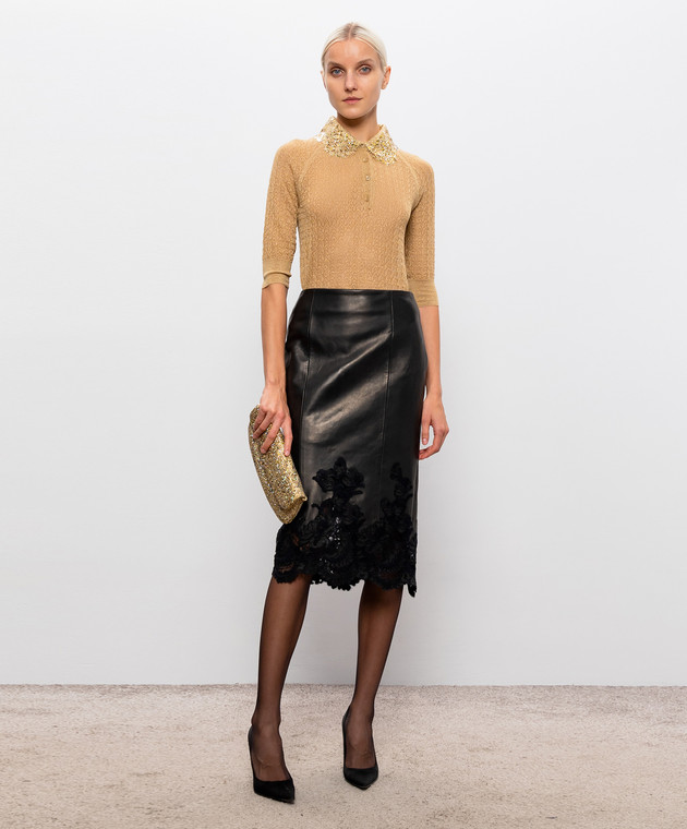 Ermanno Scervino Бежеве поло з люрексом D495L701APCTNYX зображення 2