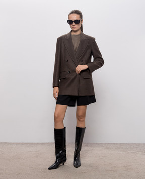Max Mara Коричневый двубортный жакет PULVINO из шерсти MXSPULVINO