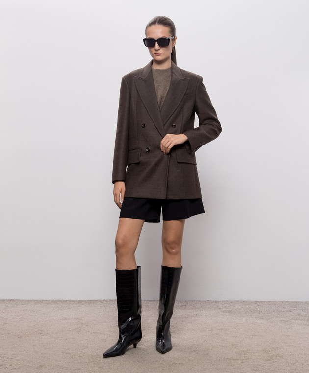 Max Mara Коричневый двубортный жакет PULVINO из шерсти MXSPULVINO изображение 2