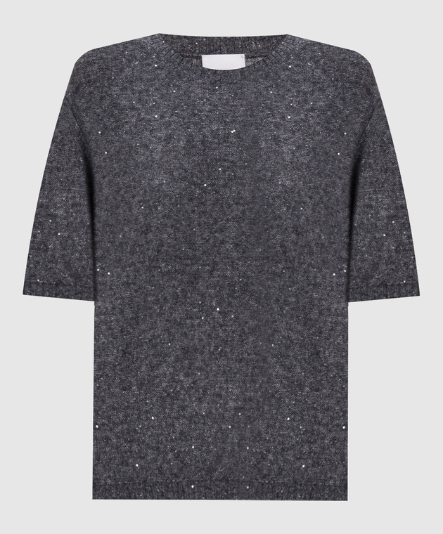 Allude Сірий топ з кашеміру та шовку з паєтками 26577103